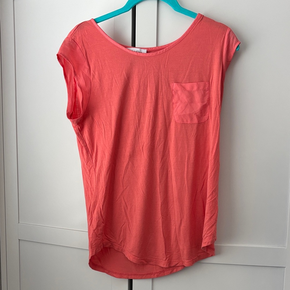 Calvin Klein Coral Scoop Neck Pocket Tank